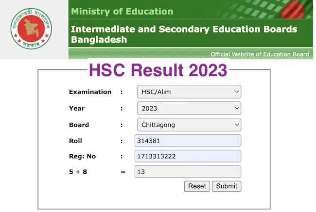 HSC Result 2023 Marksheet With Number - www.educationboardresults.gov.bd